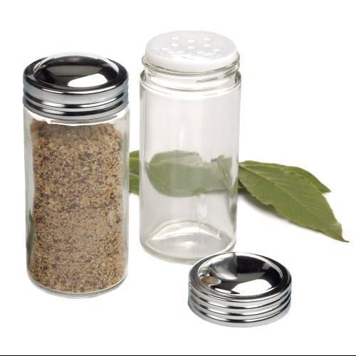 SPICE JARS 8 oz PATRIOTIC RED WHITE BLUE CLEAR PLASTIC LOT OF 3 SHAKER SPOON 8oz